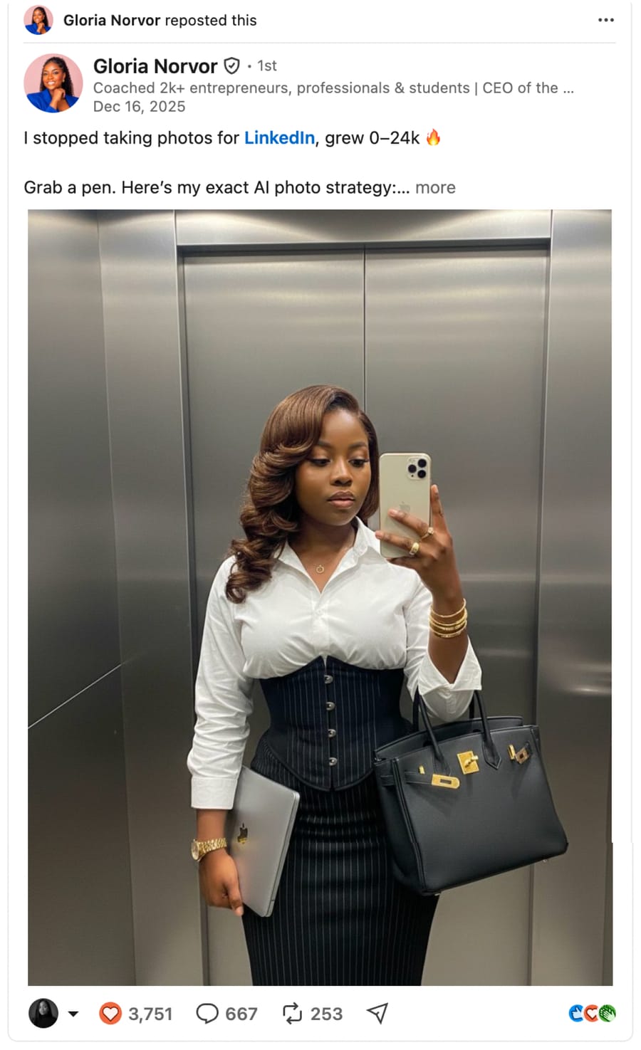 Gloria Norvor: An AI photo strategy for LinkedIn